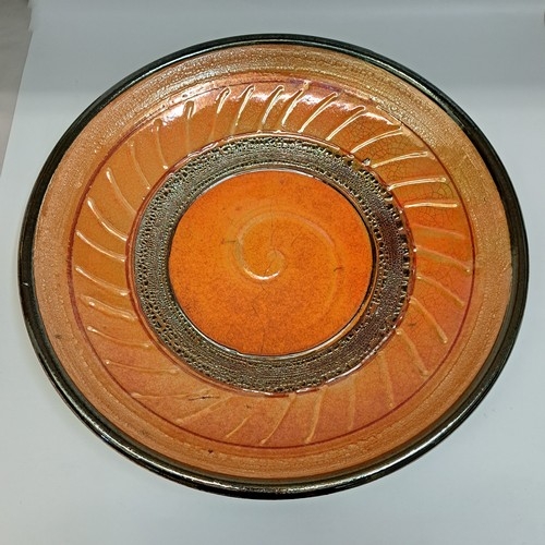 #221282 Raku Glitter Glaze Platter 14X14 $95 at Hunter Wolff Gallery